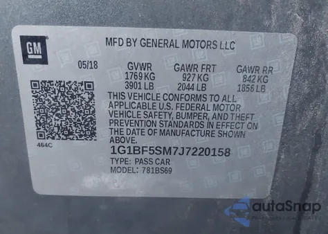 2018 Chevrolet Cruze Premier Auto from USA, damaged, VIN 1G1BF5SM7J7220158